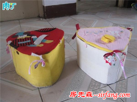 奶粉罐做成的小凳子