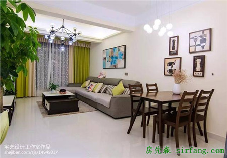 家居89㎡現(xiàn)代三居，為平淡生活加一抹清新茶綠色！