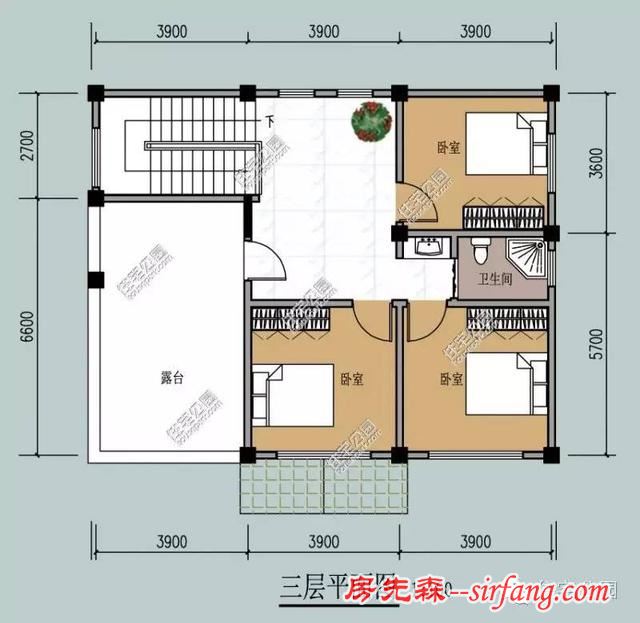 11.7X9.3米农村三层自建房，户型方正经典（含预算）