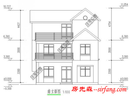 面宽小也能建漂亮别墅，9.6X13.4米带车库大露台