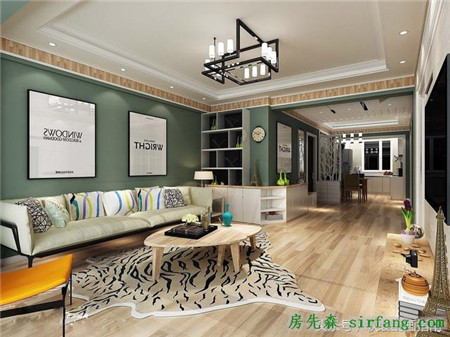 浅墨绿的墙漆配白漆，木地板上墙做装饰，居然装修这么好看！