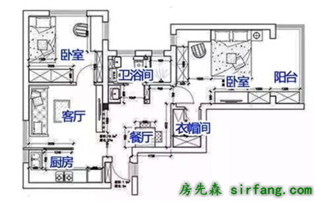 老房翻新成功案例，61平装出了两室两厅加一衣帽间