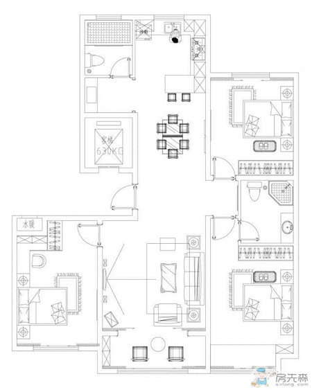 120m² 诠释清新典雅之家,喜欢就来一套！