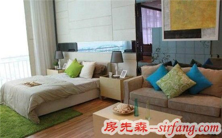 50㎡韩式装修风格，卧室装在客厅里还挺好看的！